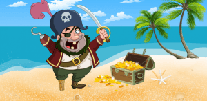 Pirate and gold coin