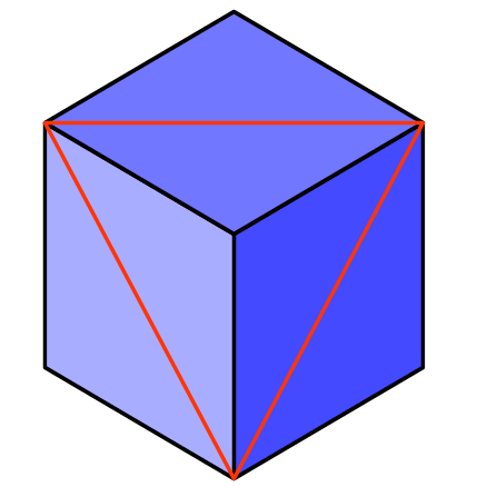 cube with viewed in the plane of the triangle
